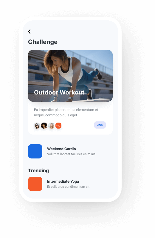 Features 4 terch startup fitness tracking challenge mobile ui