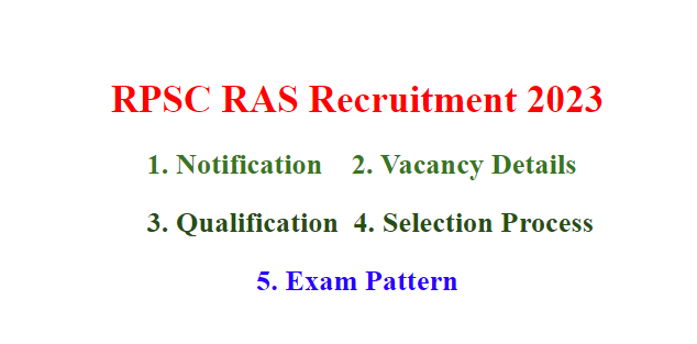 RPSC RAS RECRUITMENT 2023